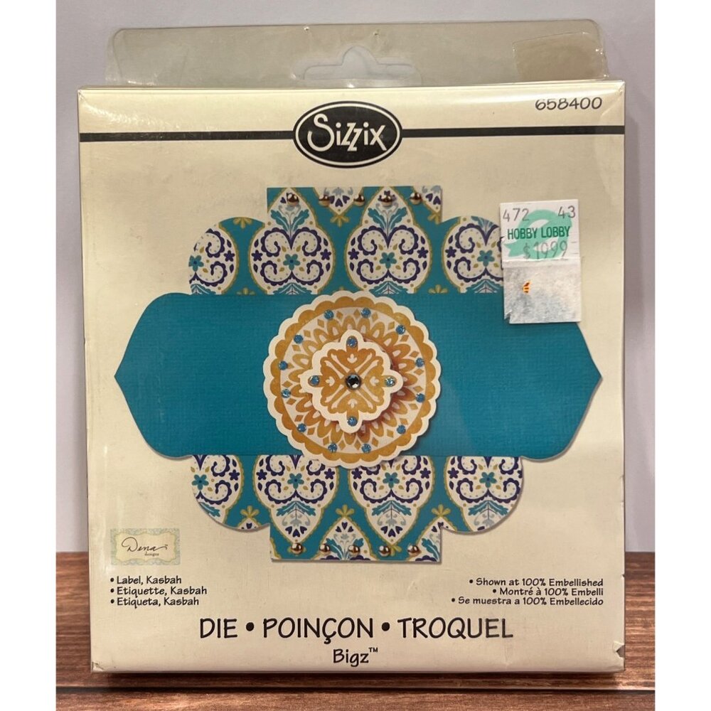 Used Once Sizzix Bigz Label Kasbah Die by Dena Designs 658400